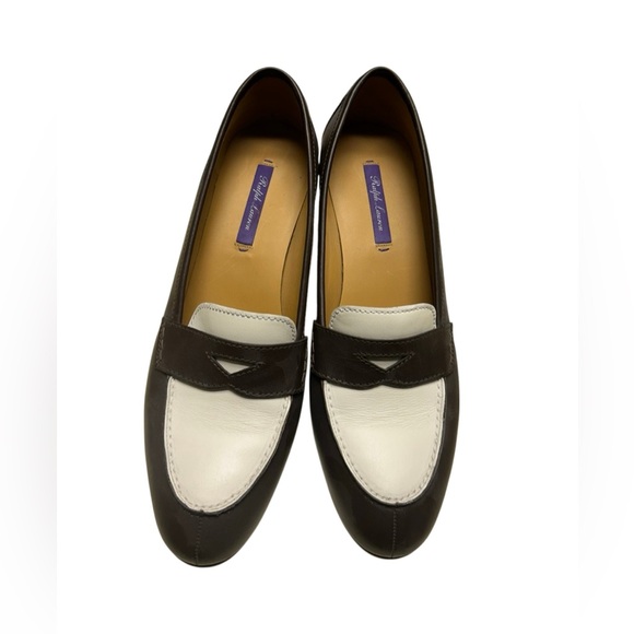 Ralph Lauren Purple Label “Chloey” Loafers 39.5 | Italy | Brown & Cream Leather - Picture 2 of 5